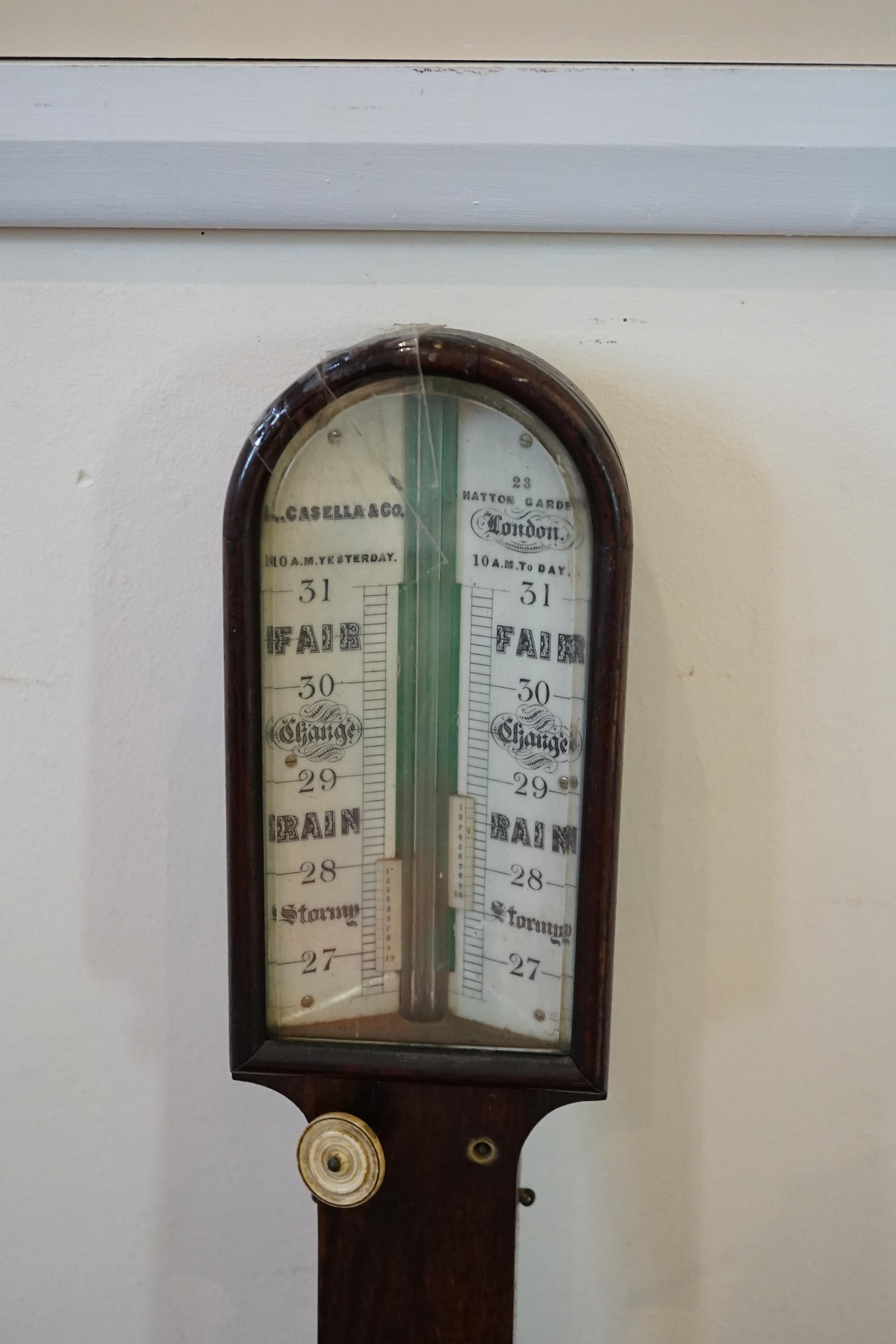 An early Victorian rosewood stick barometer